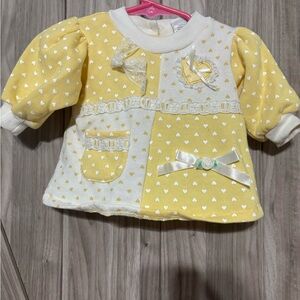 Vintage set Yellow and White Kids Shirt with Heart Pattern